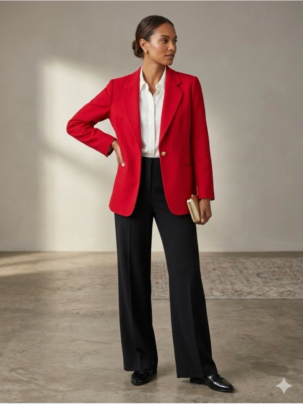 Savannah Red Single-Button Tailored Blazer with Notch Lapels